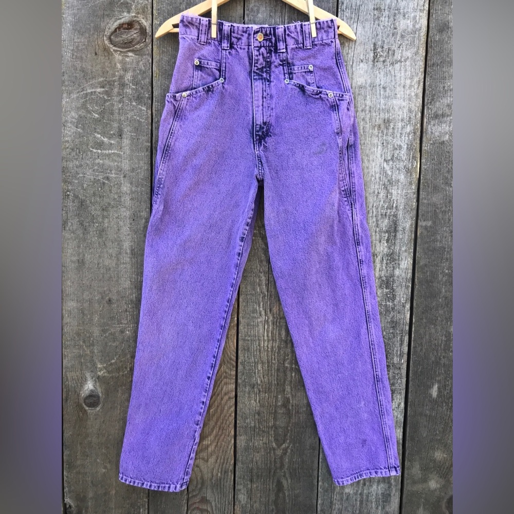 VTG 80s-90s Wrangler Silverlake Purple Acid Wash Bareback Western Jeans 26 x 30